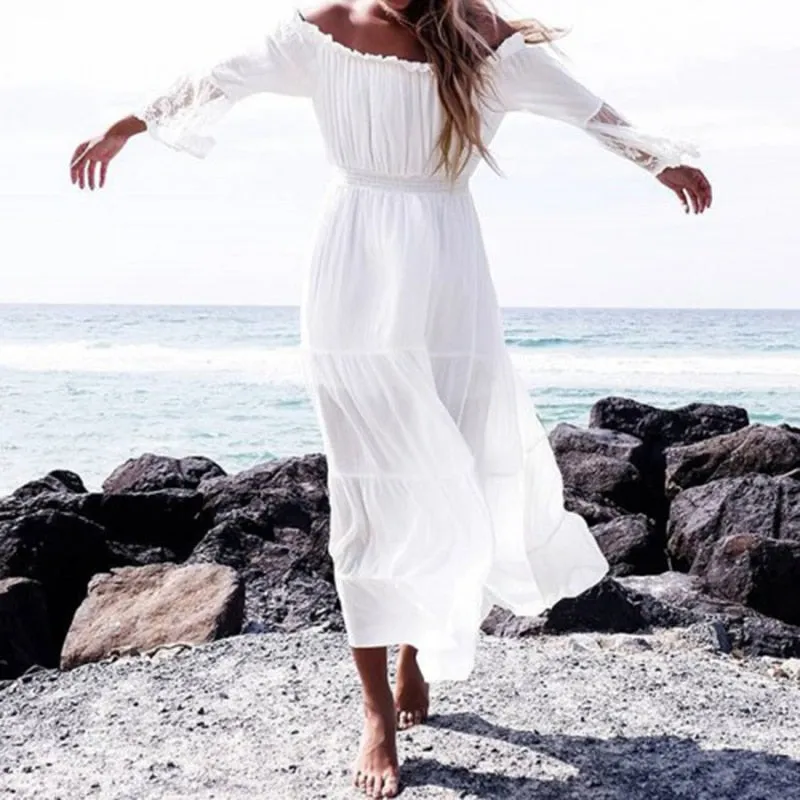 sexy off the shoulder beach sundress