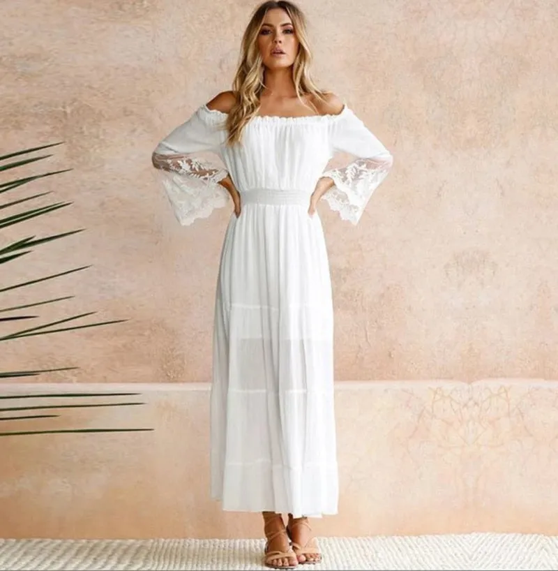 sexy off the shoulder beach sundress
