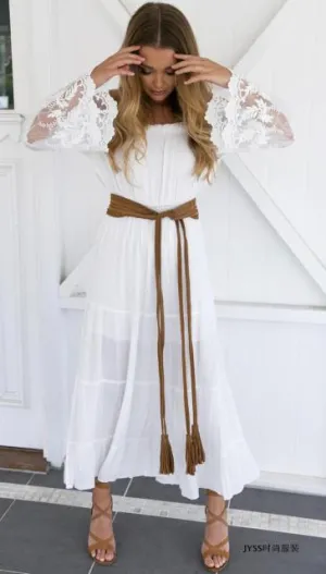 sexy off the shoulder beach sundress