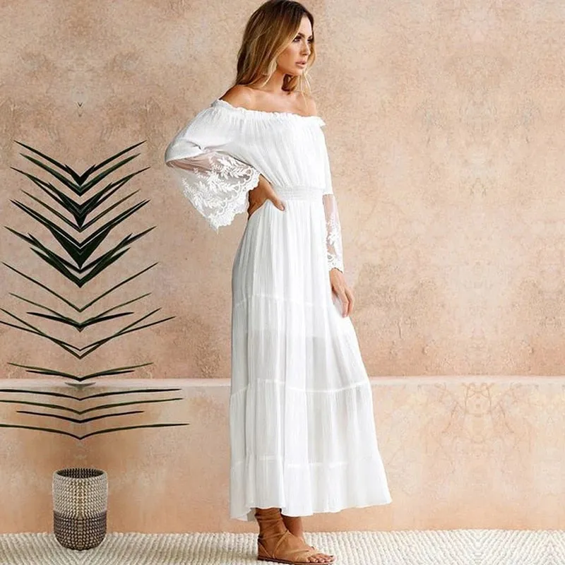 sexy off the shoulder beach sundress