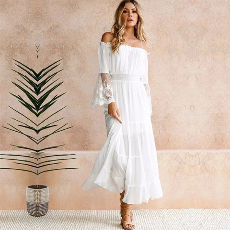 sexy off the shoulder beach sundress