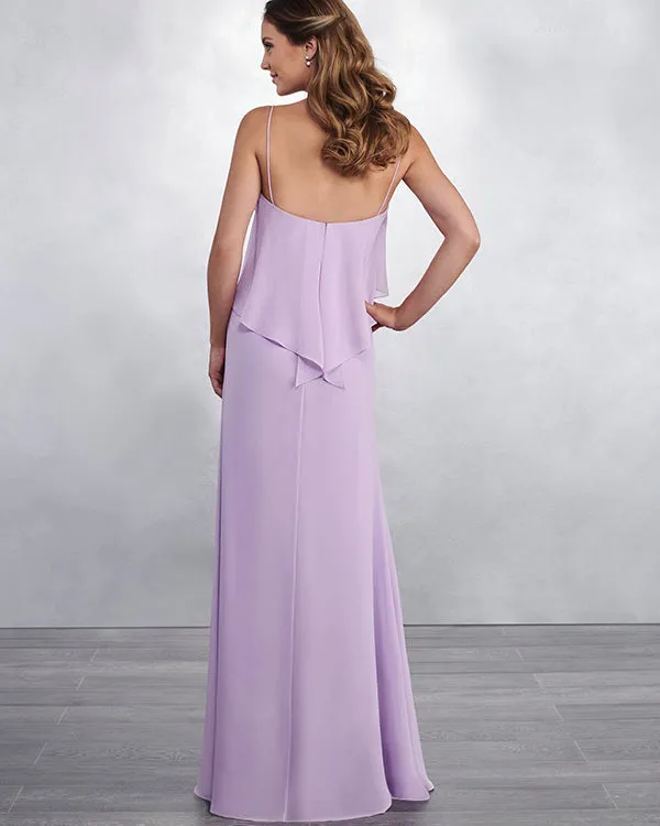 Sexy Spaghetti Straps Light Purple Chiffon Bridesmaid Dress Party Gowns Floor Length