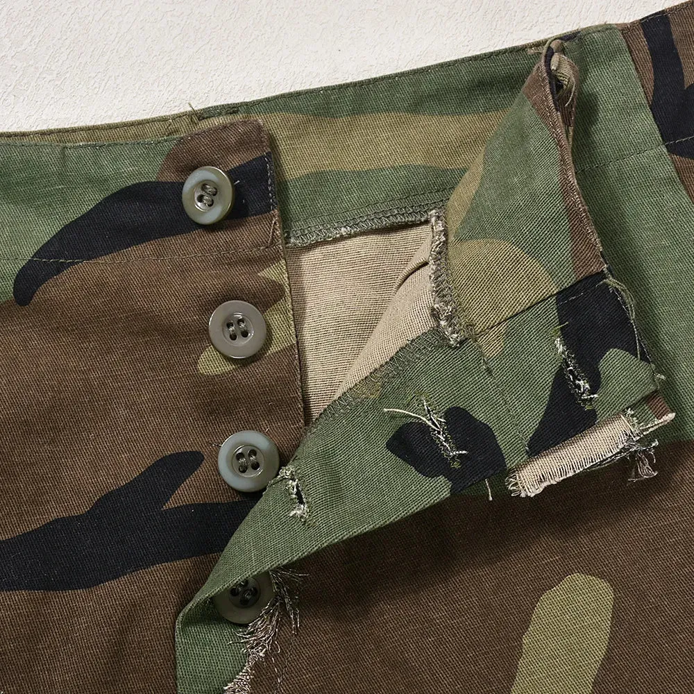 Sexy Women Camouflage Crop Tops Pocket Halter Backless Bandage Cargo Tank Vest Single Breasted Turn Down Collar Camo Bustier Top