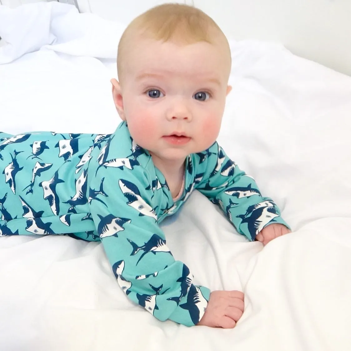 Shark print cotton sleepsuit