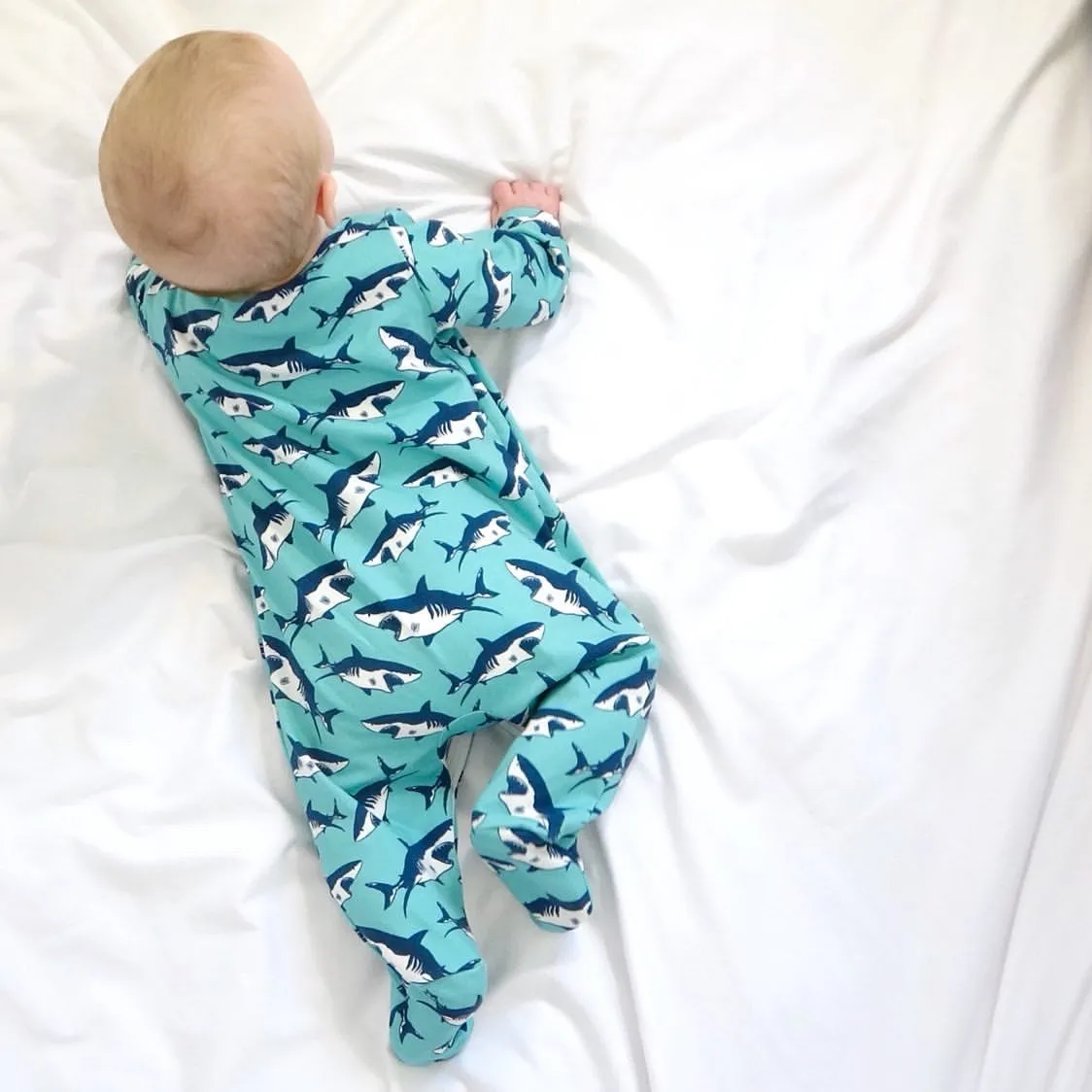 Shark print cotton sleepsuit