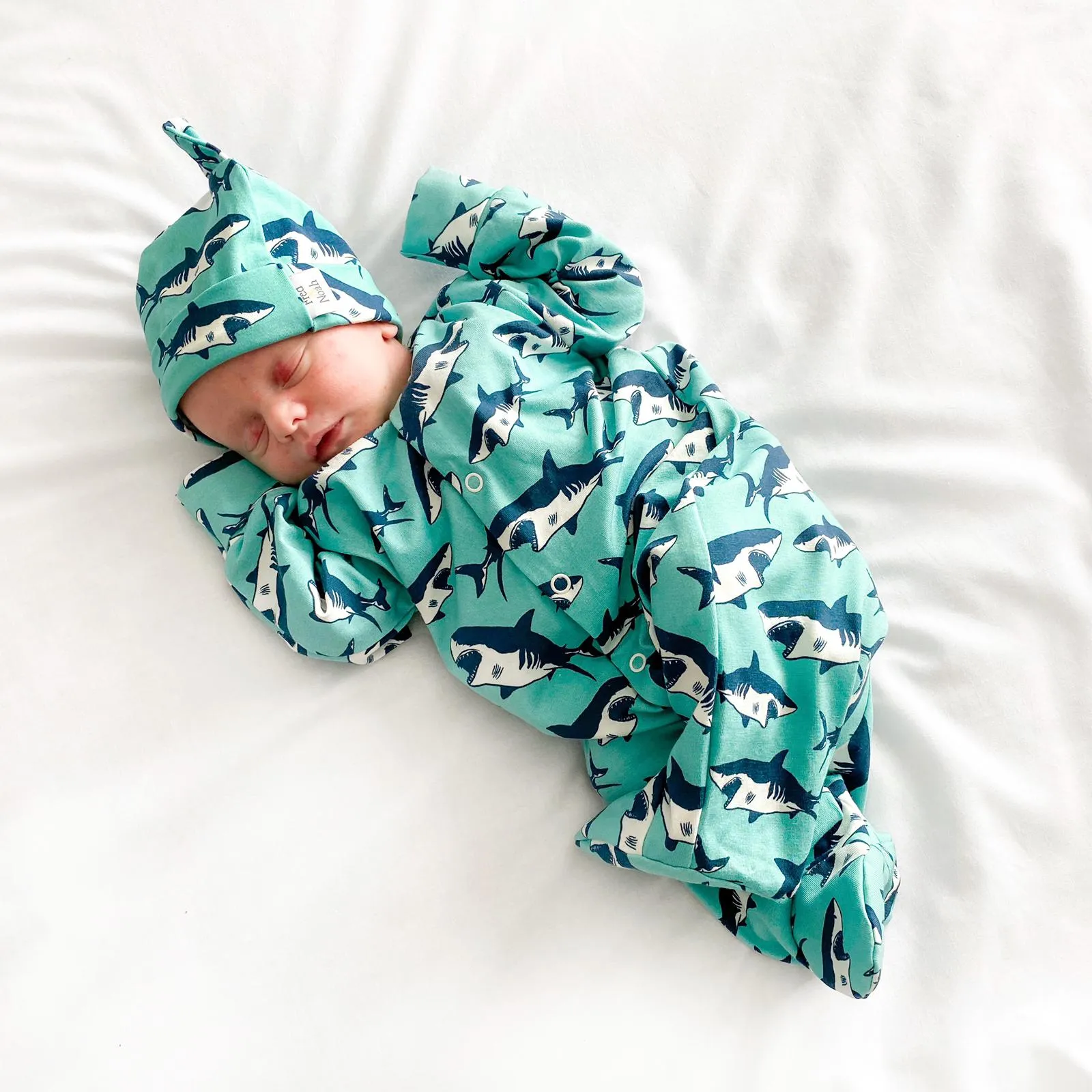 Shark print cotton sleepsuit