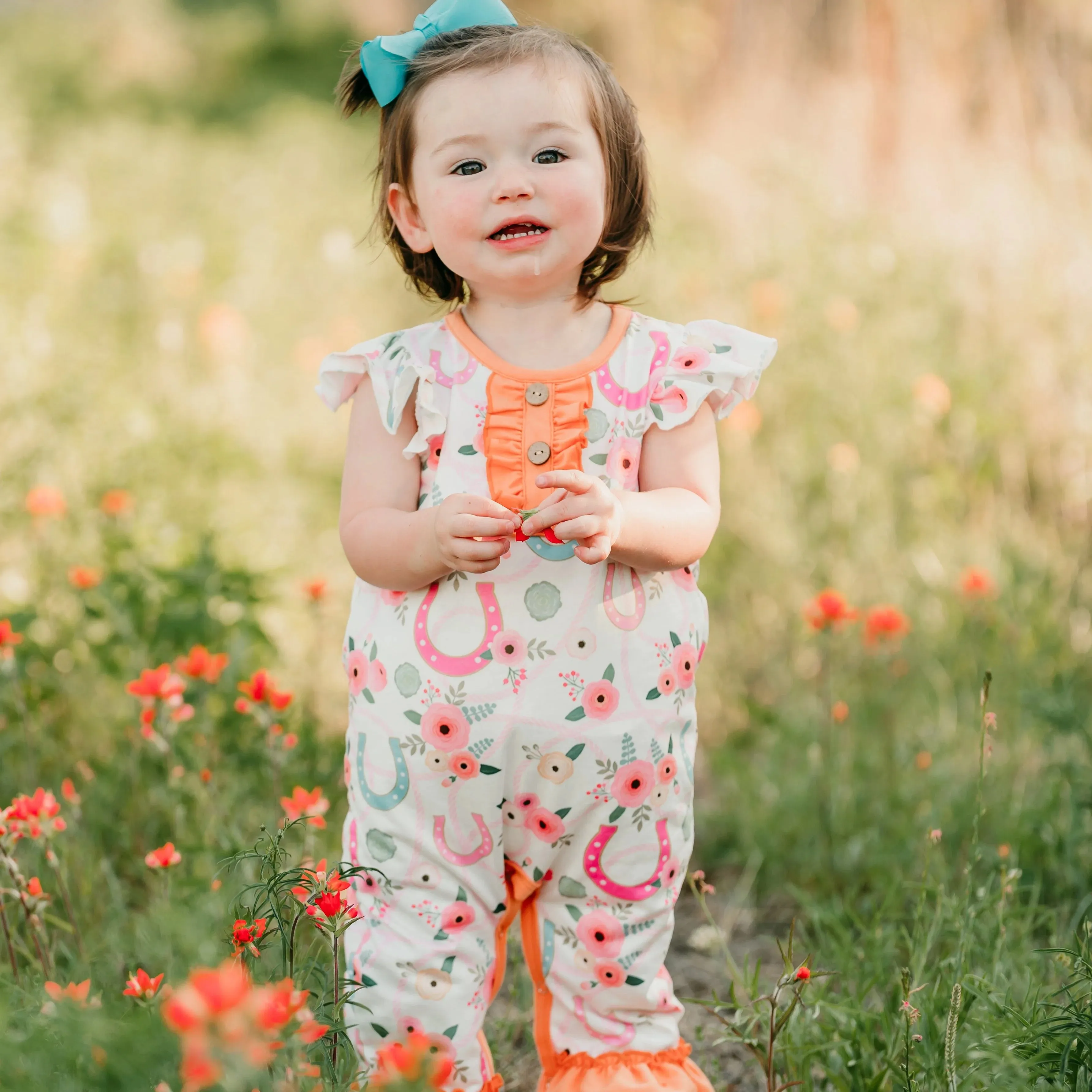 Shea Baby Girls Floral Horseshoe Romper