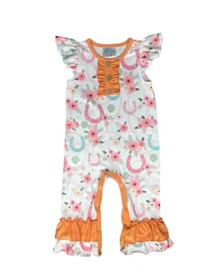 Shea Baby Girls Floral Horseshoe Romper