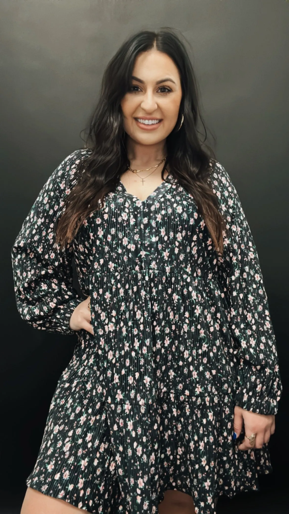 She's Everything Floral Velvet Babydoll Dress