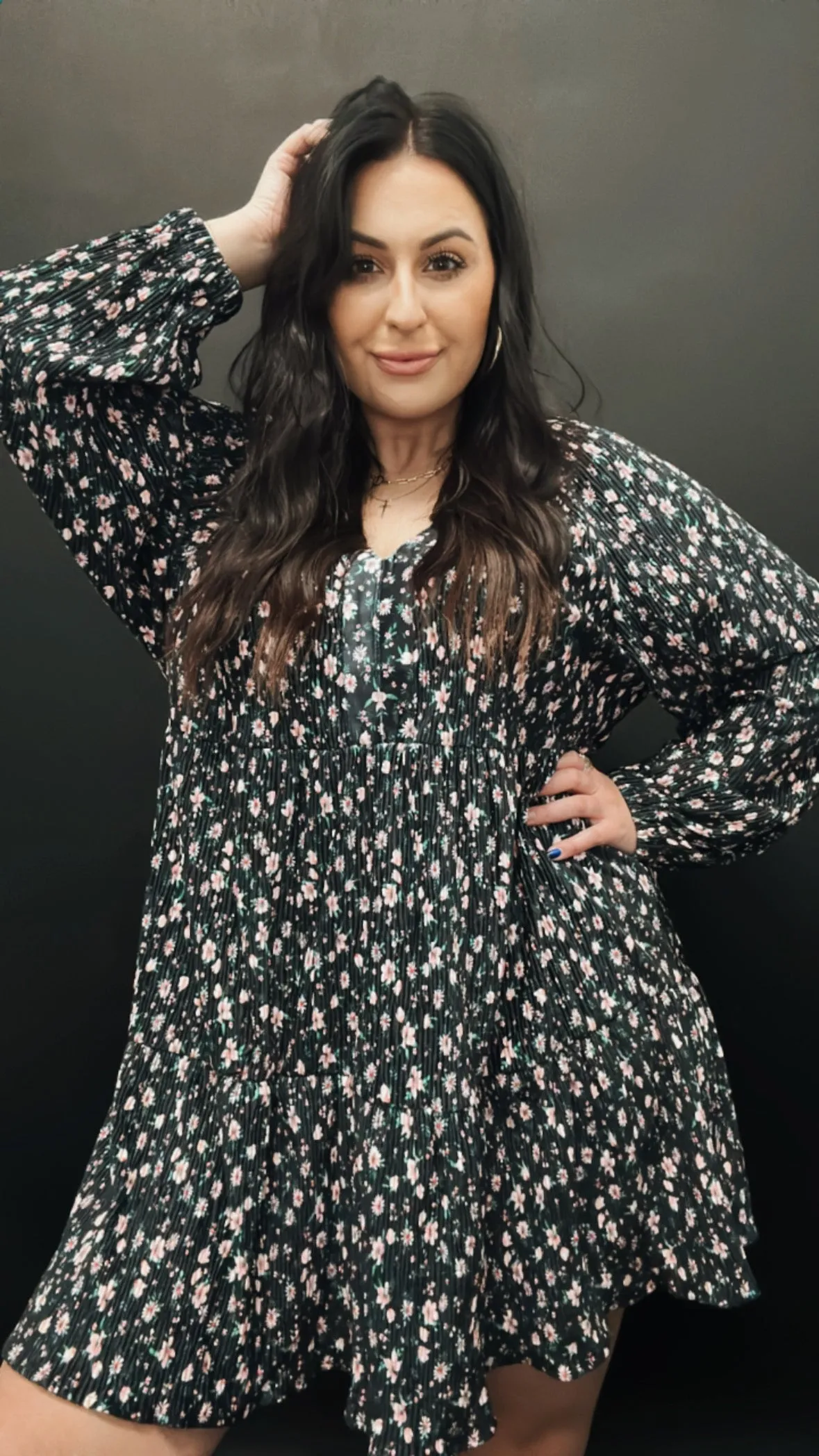 She's Everything Floral Velvet Babydoll Dress