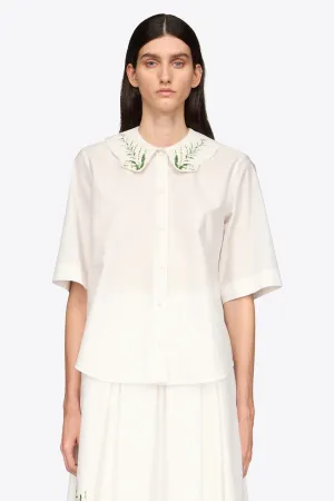 Shirt With Embroidered Collar