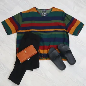 Short Sleeve Verity Tie Top - Stripes