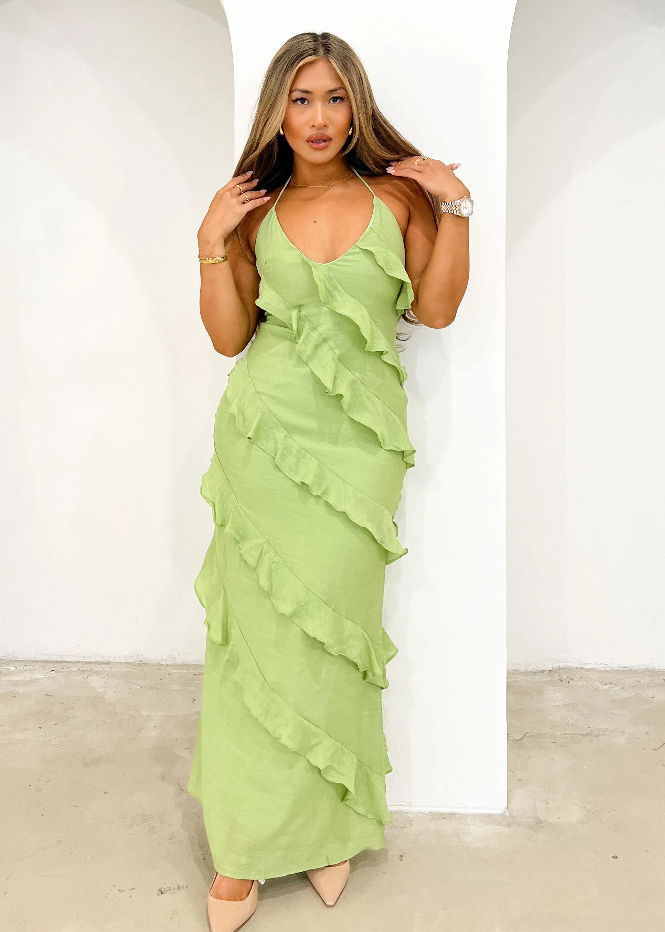 Silsta Halter Maxi Dress - Lime