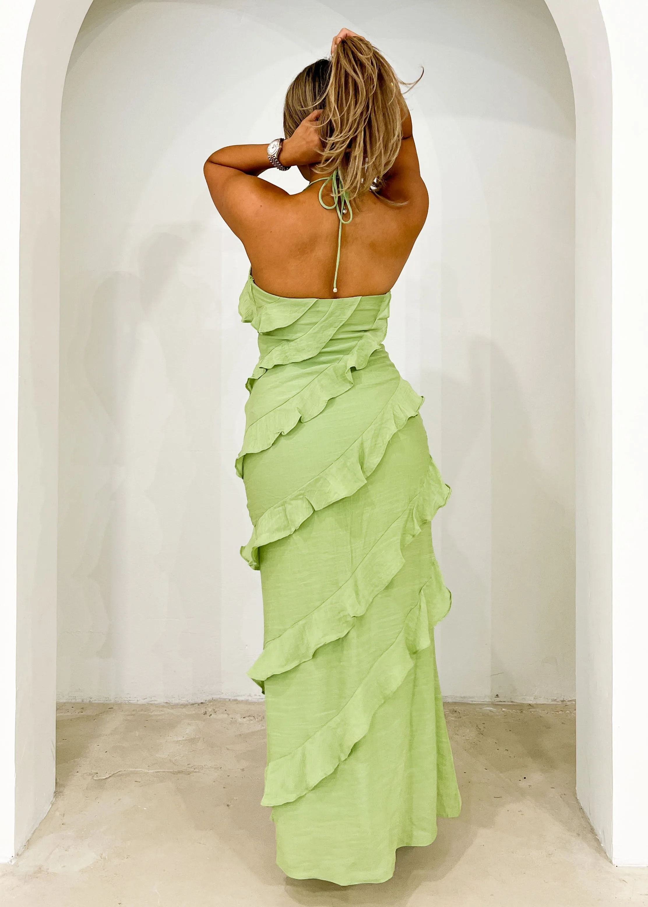 Silsta Halter Maxi Dress - Lime