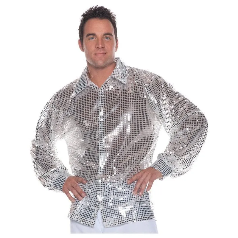 Silver Sequin Mens Shirt