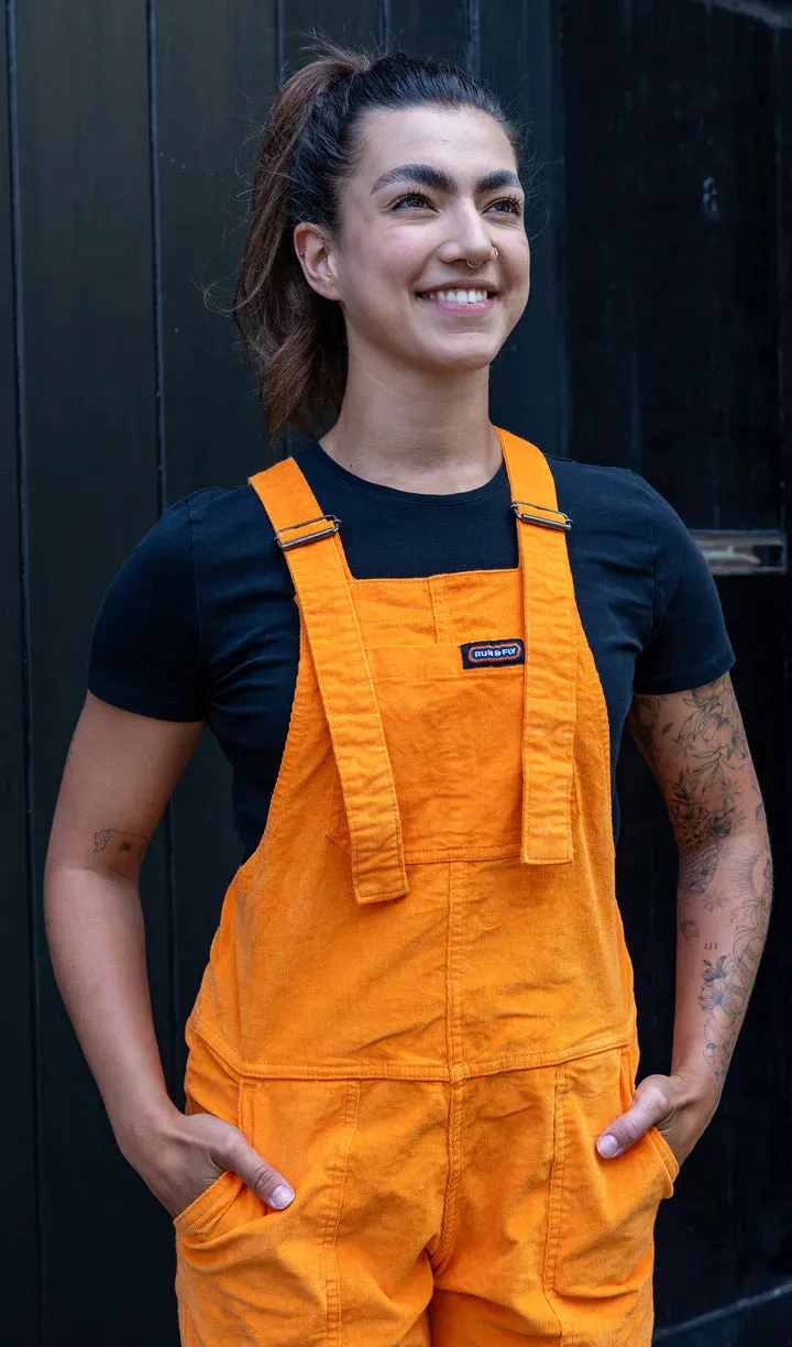 SIZE 3XS* Highlighter Orange Stretch Corduroy Dungarees