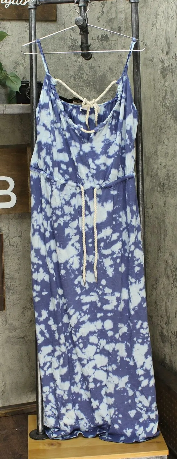 Skinnygirl Women's Printed Maxi Dress Ink Tie Dye Large