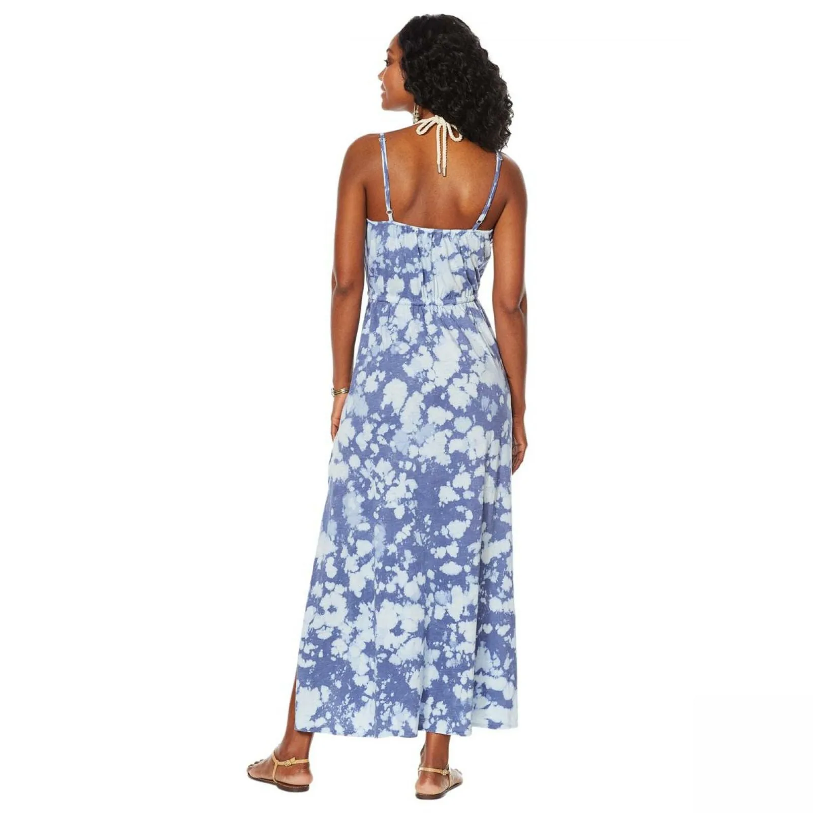 Skinnygirl Women's Printed Maxi Dress Ink Tie Dye Large