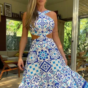 Sleeveless Halter Top Style Dress