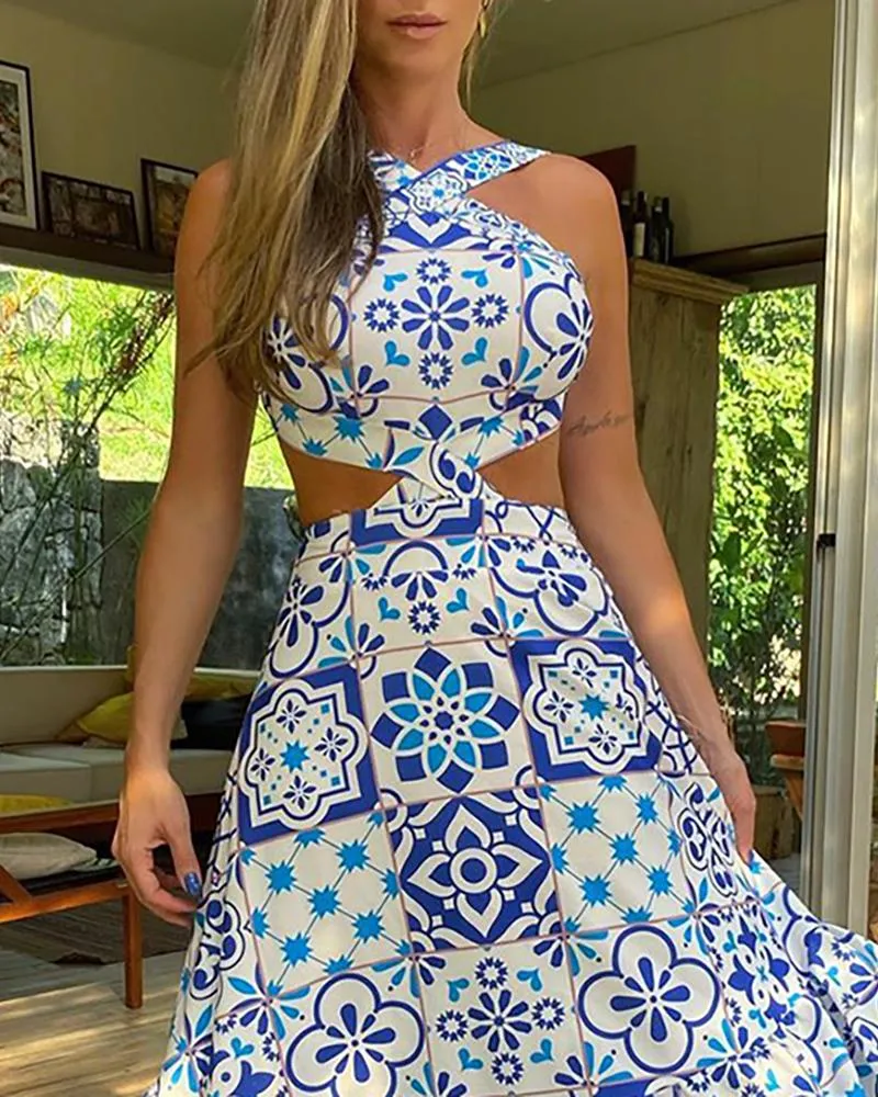 Sleeveless Halter Top Style Dress