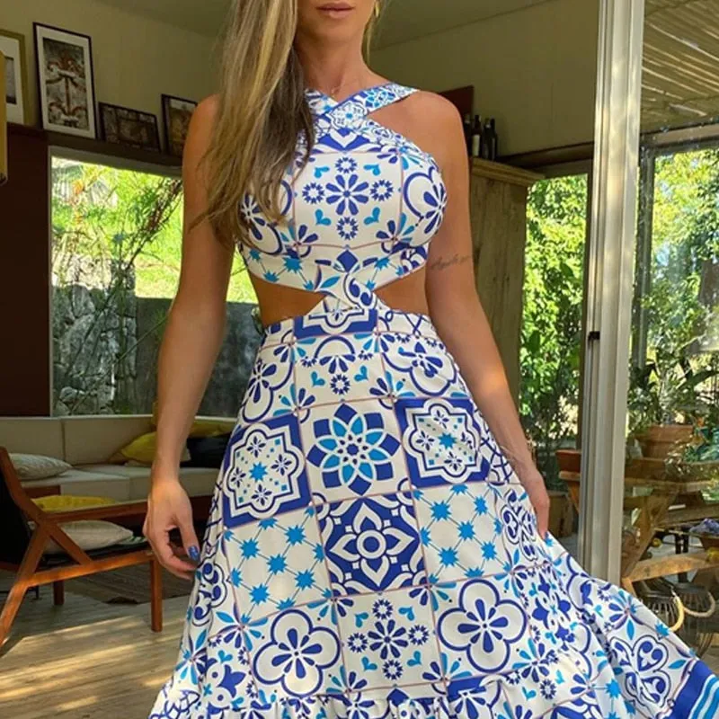Sleeveless Halter Top Style Dress