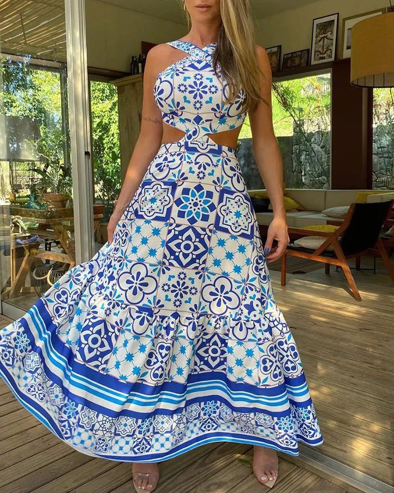 Sleeveless Halter Top Style Dress