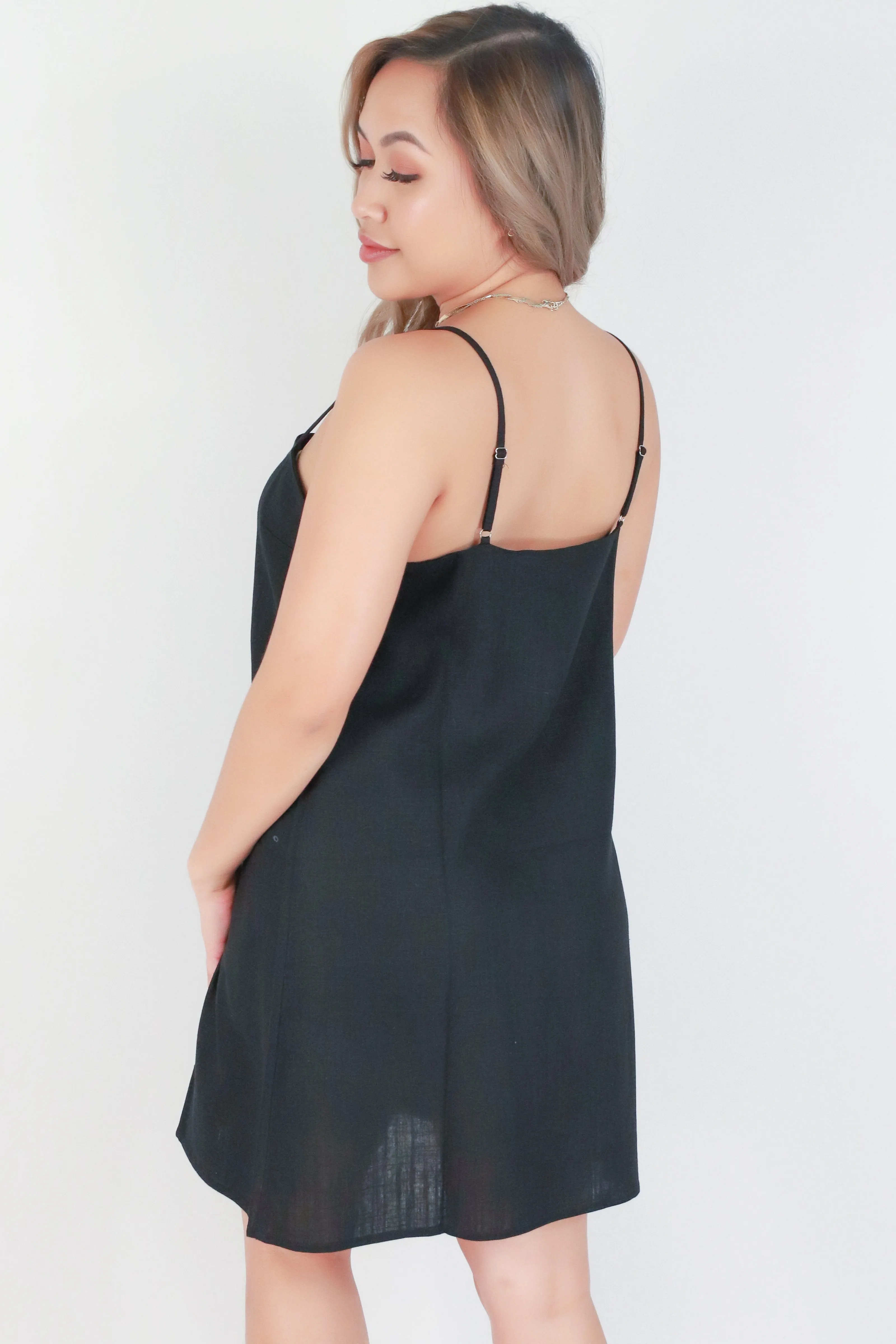 SLEEVELESS LINEN MINI DRESS