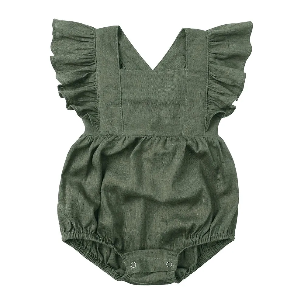 Sleeveless Ruffles Romper Strap for Newborns