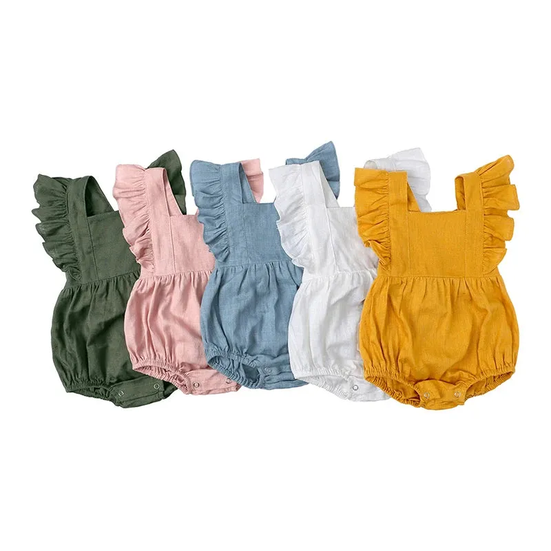 Sleeveless Ruffles Romper Strap for Newborns