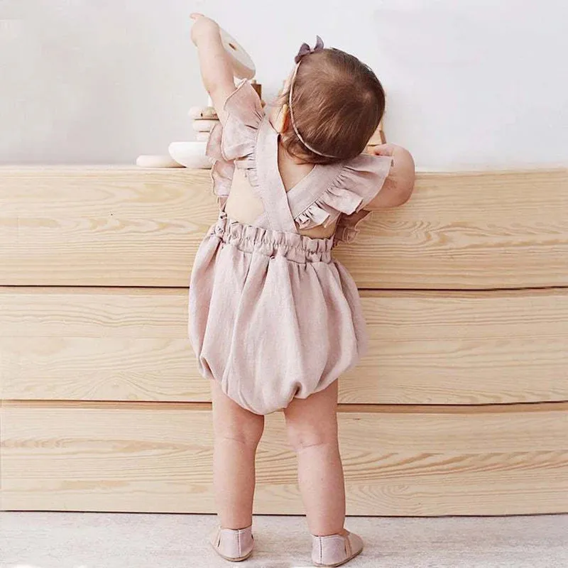 Sleeveless Ruffles Romper Strap for Newborns