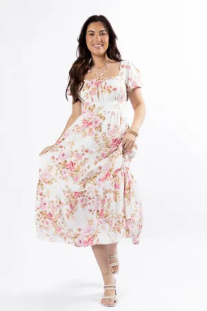 Small Town Smoke Show Pink Multi Floral Midi Dress