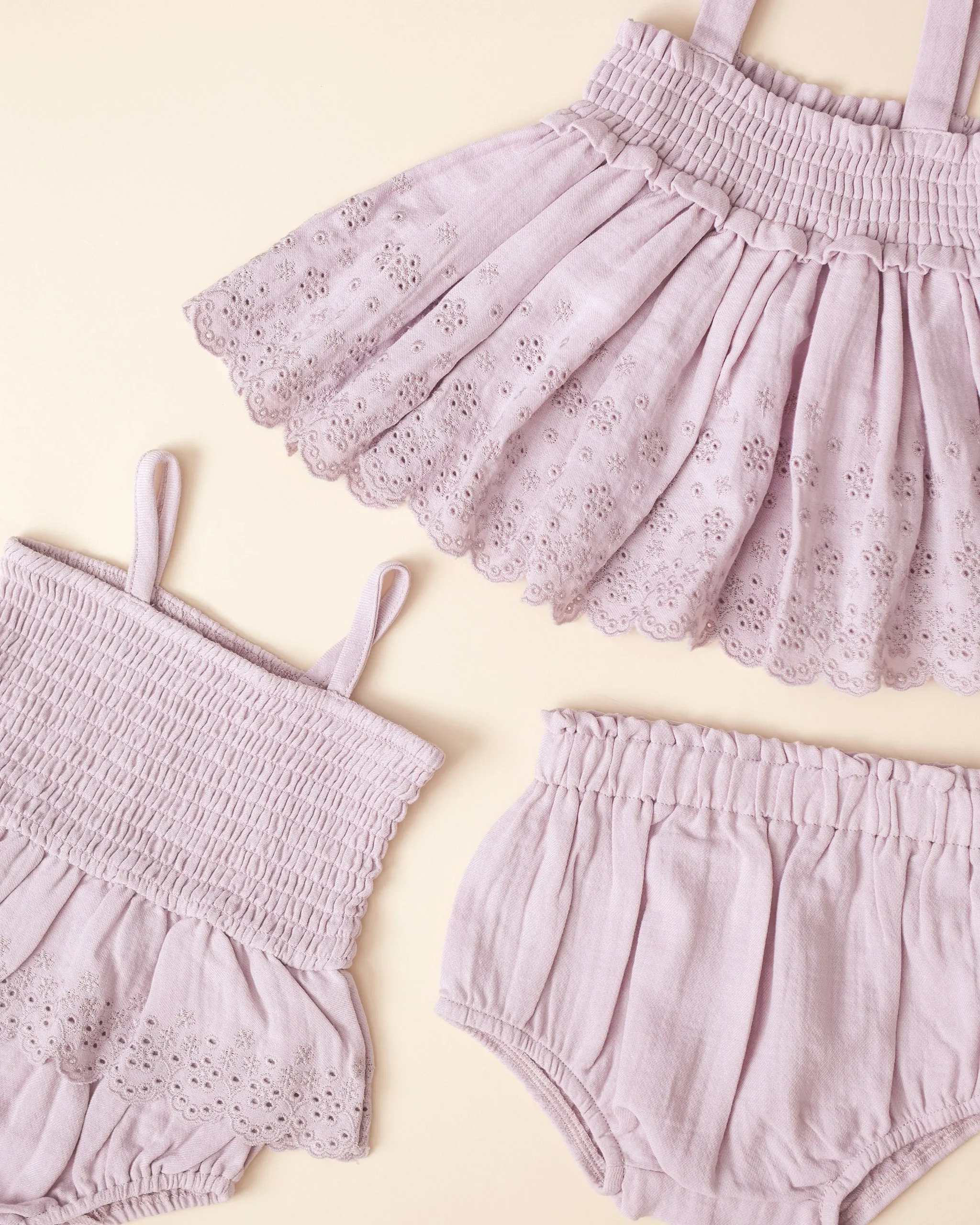 Smocked Skirted Romper || Lavender