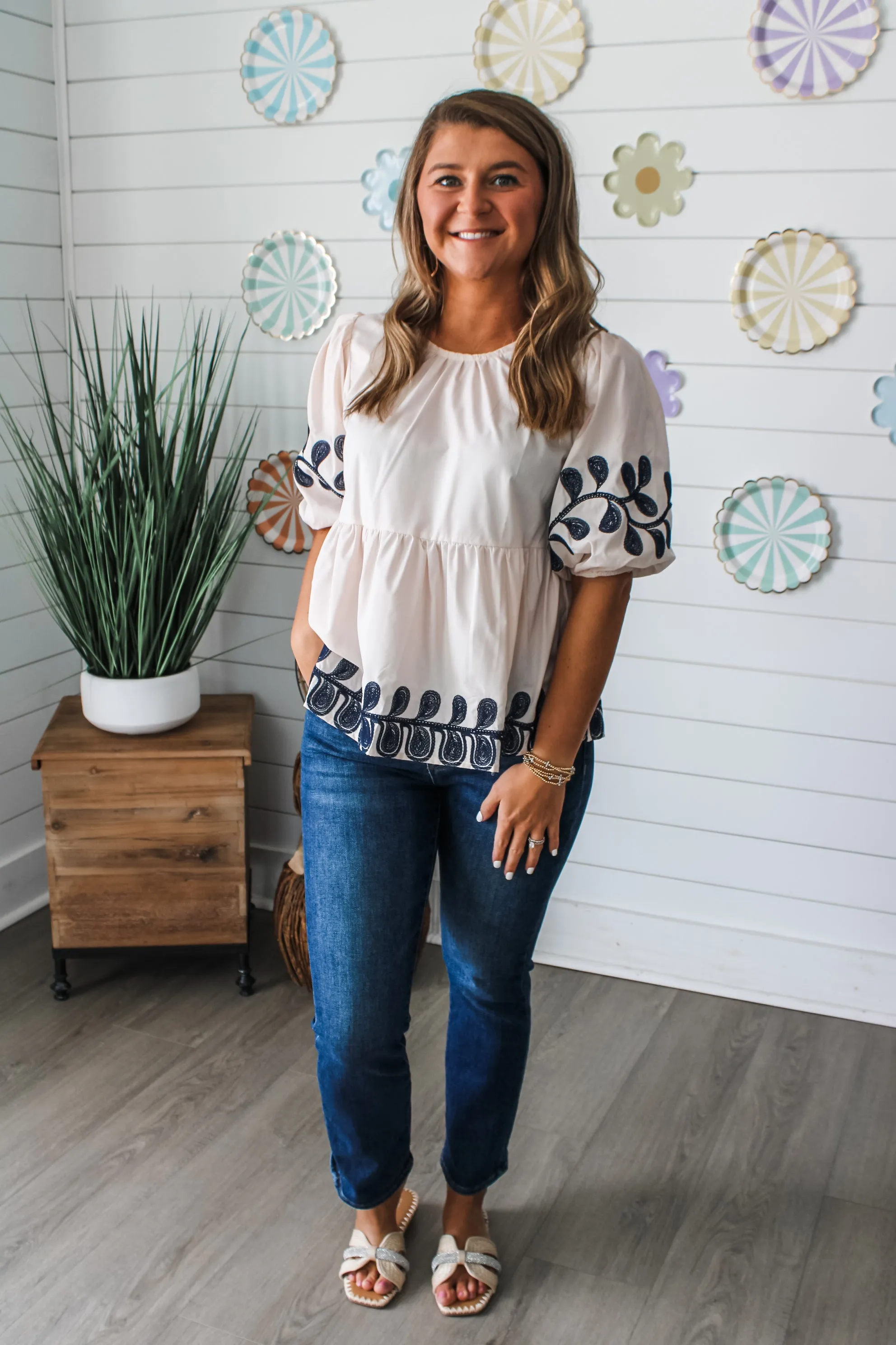 Soft Petals Peplum Top • Pale Blush