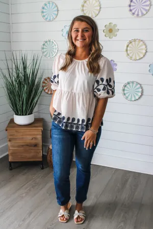 Soft Petals Peplum Top • Pale Blush
