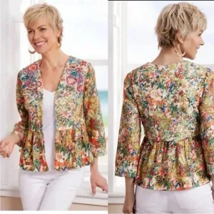 Soft Surroundings Ariege Floral Lace Embroidered Jacket