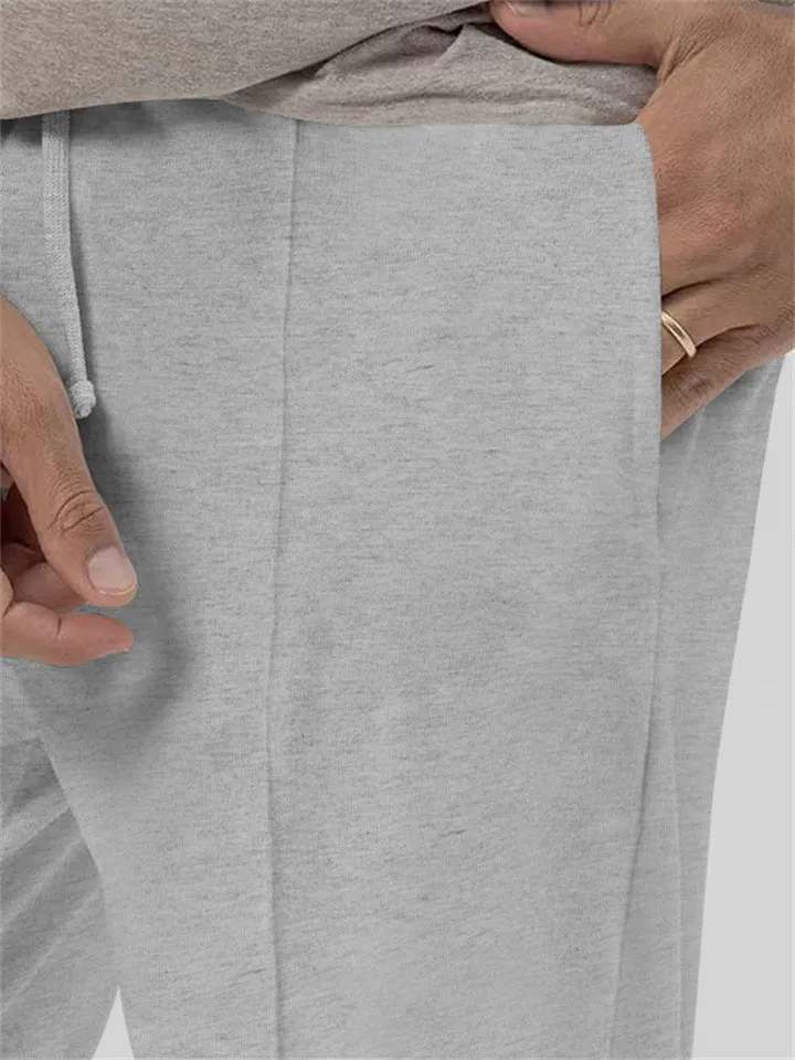Solid Color Ankle-tied Sweatpants for Men