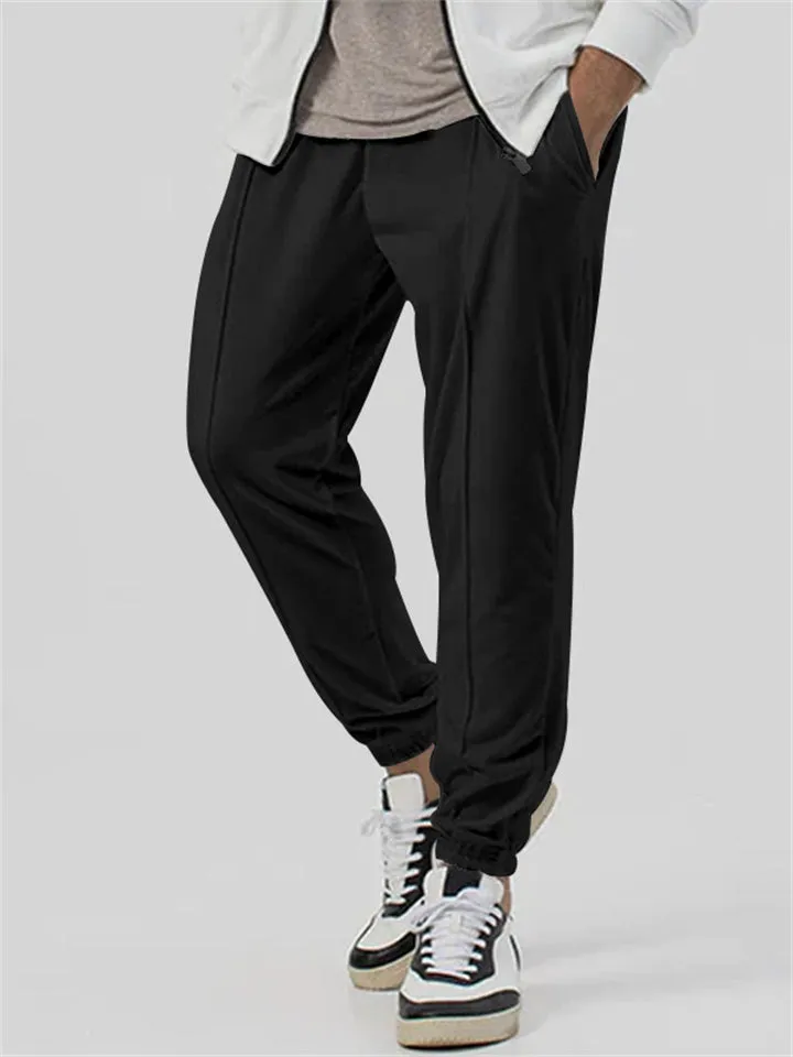Solid Color Ankle-tied Sweatpants for Men