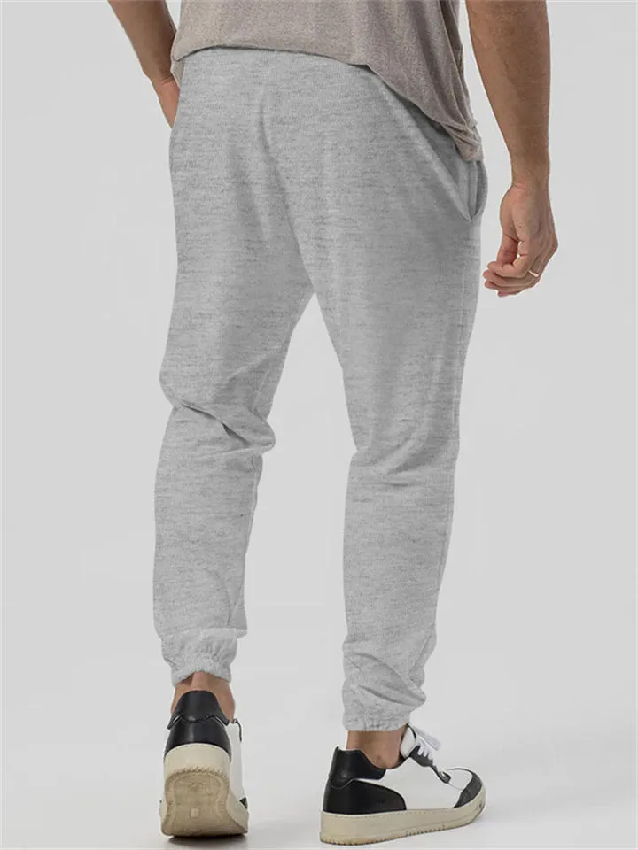 Solid Color Ankle-tied Sweatpants for Men