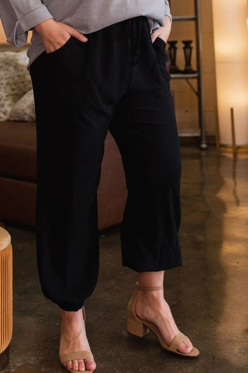 Solid Trousers Woven Elastic Pants