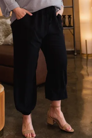 Solid Trousers Woven Elastic Pants