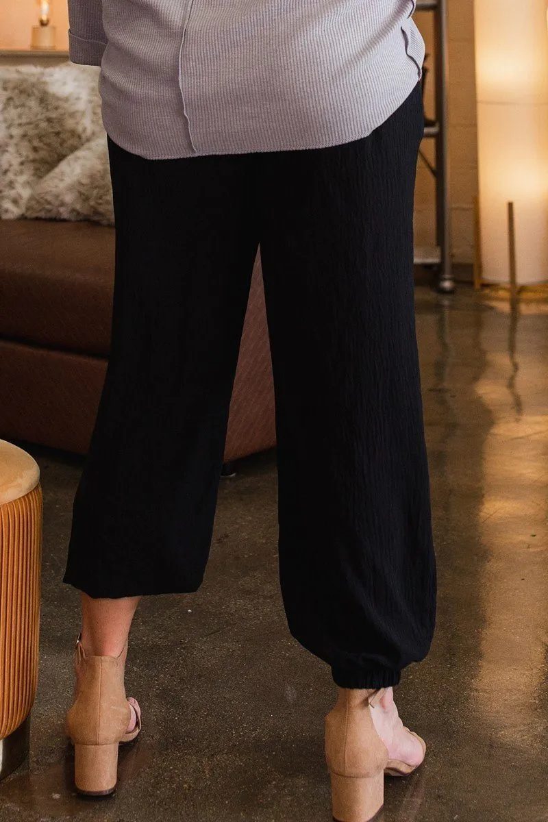 Solid Trousers Woven Elastic Pants