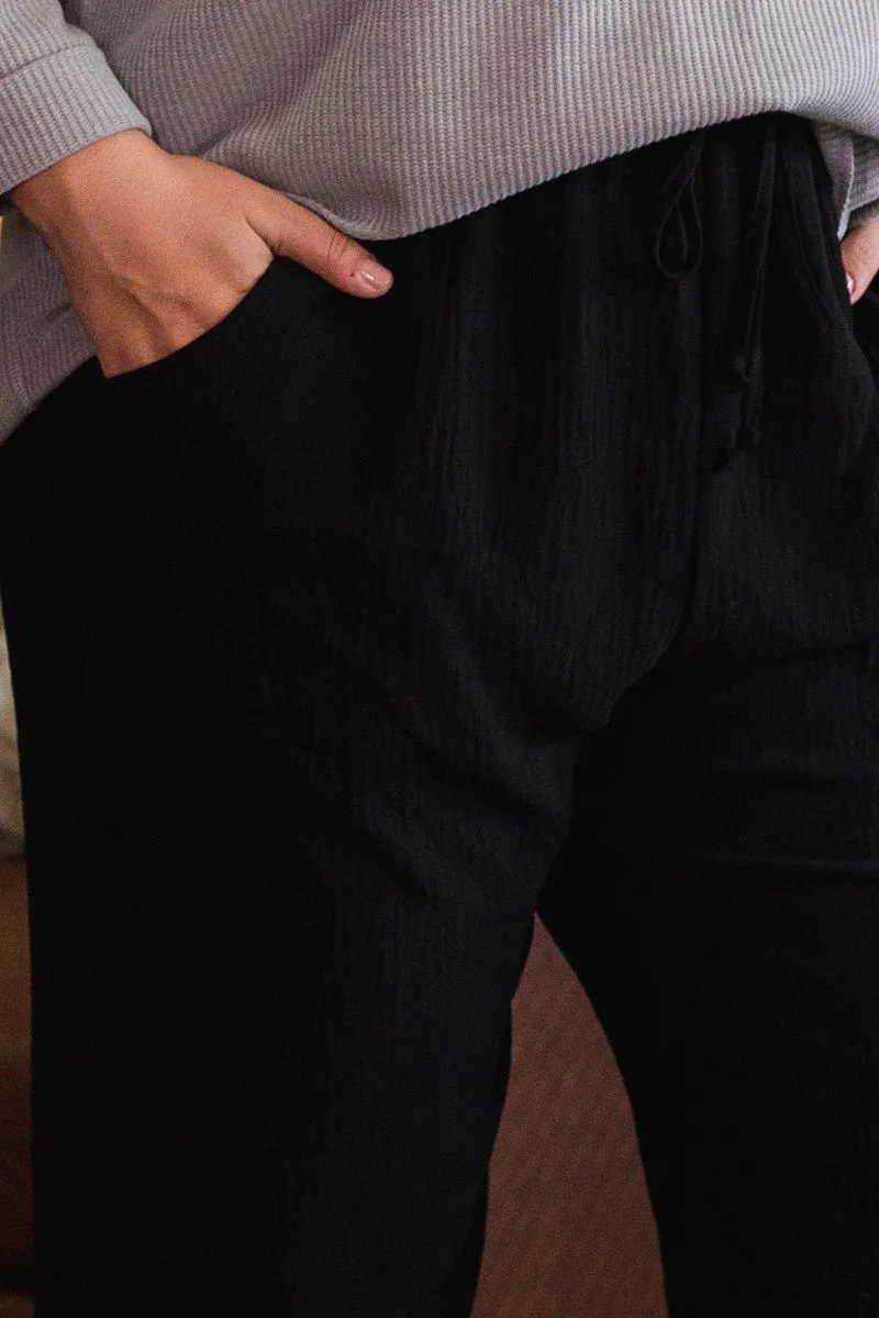 Solid Trousers Woven Elastic Pants