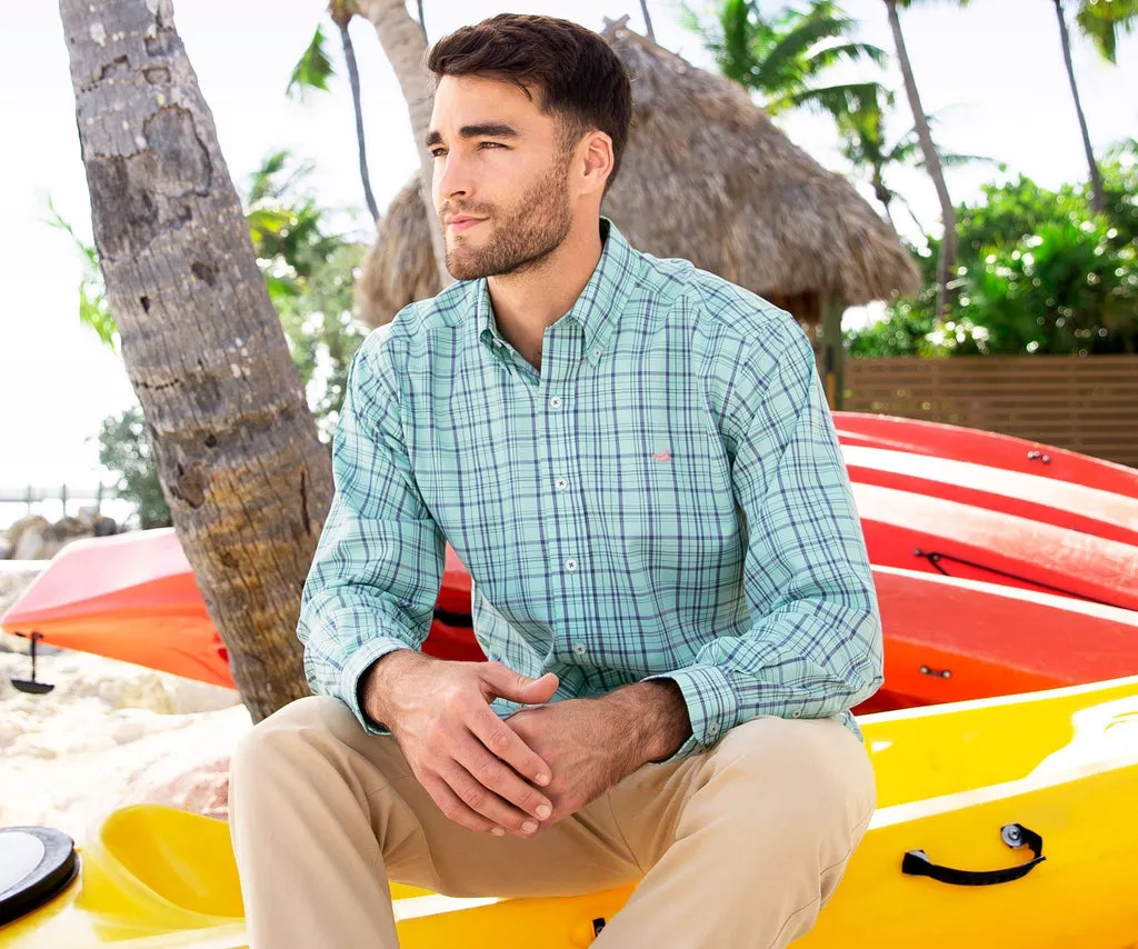 Southern marsh Bayonet Twill Dress Shirt- Mint and Slate