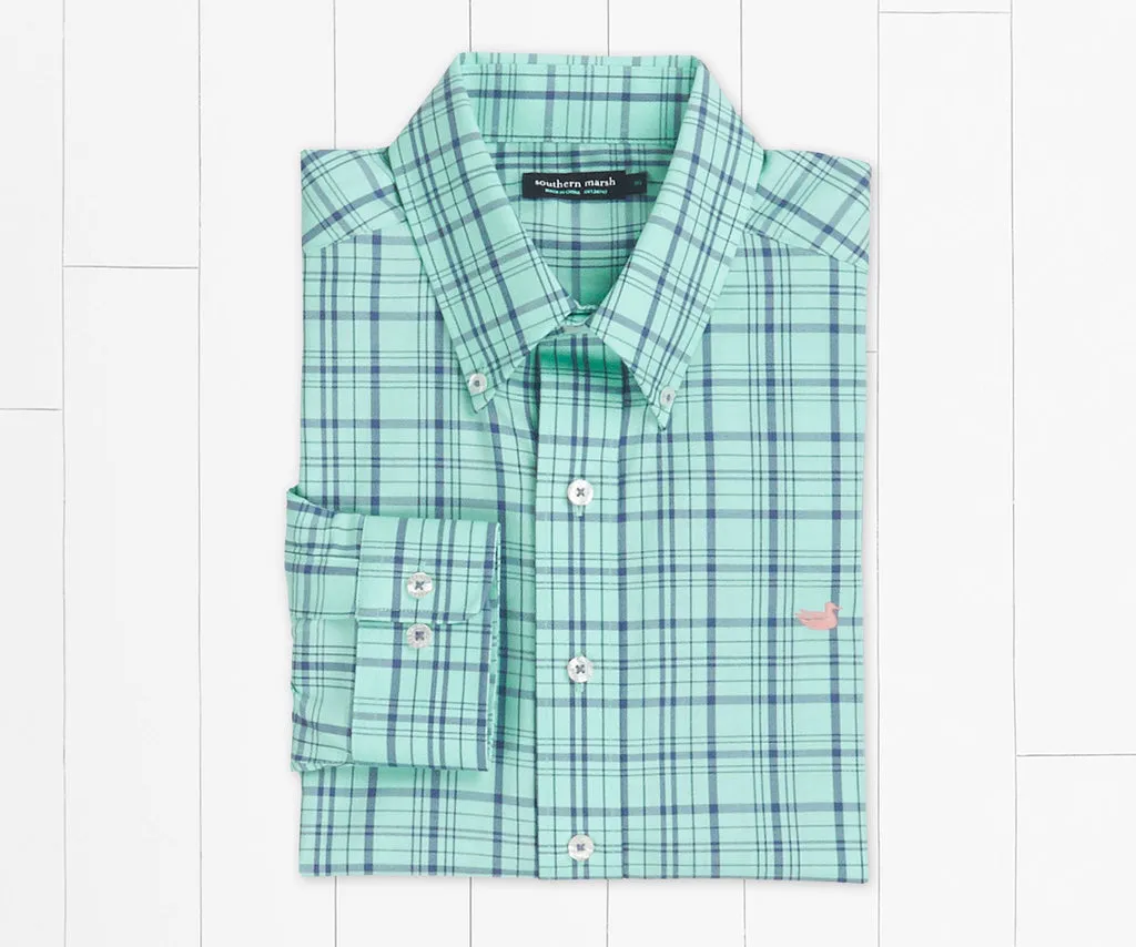 Southern marsh Bayonet Twill Dress Shirt- Mint and Slate
