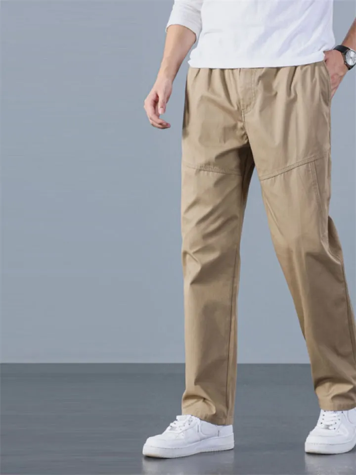 Sporty Hard-wearing Plus Size Men's Plain Cargo Pants