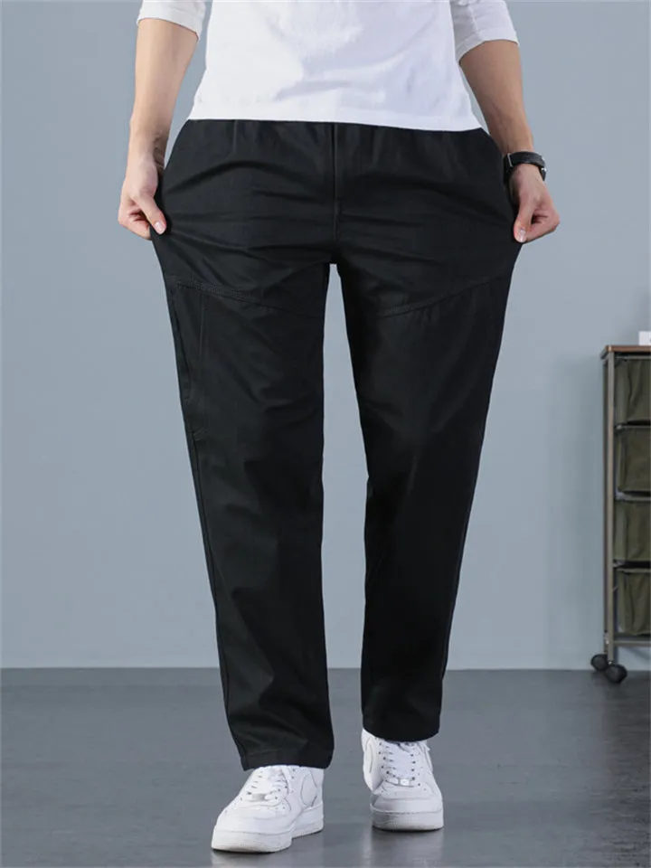 Sporty Hard-wearing Plus Size Men's Plain Cargo Pants