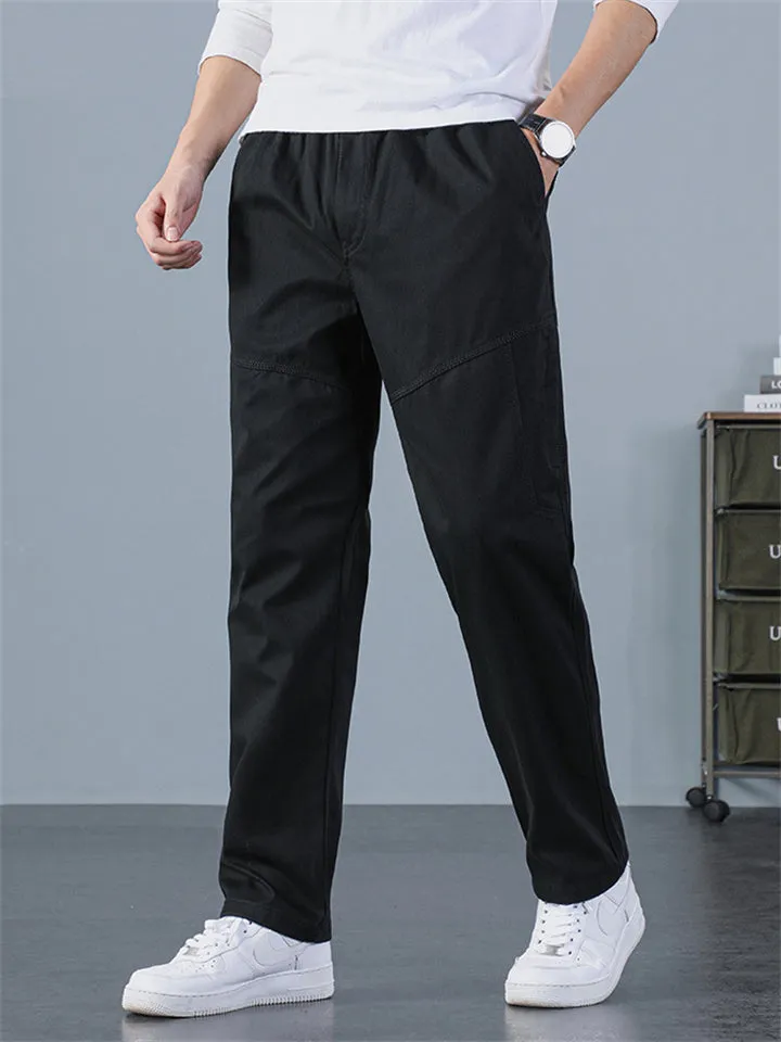 Sporty Hard-wearing Plus Size Men's Plain Cargo Pants