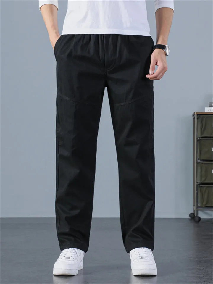 Sporty Hard-wearing Plus Size Men's Plain Cargo Pants