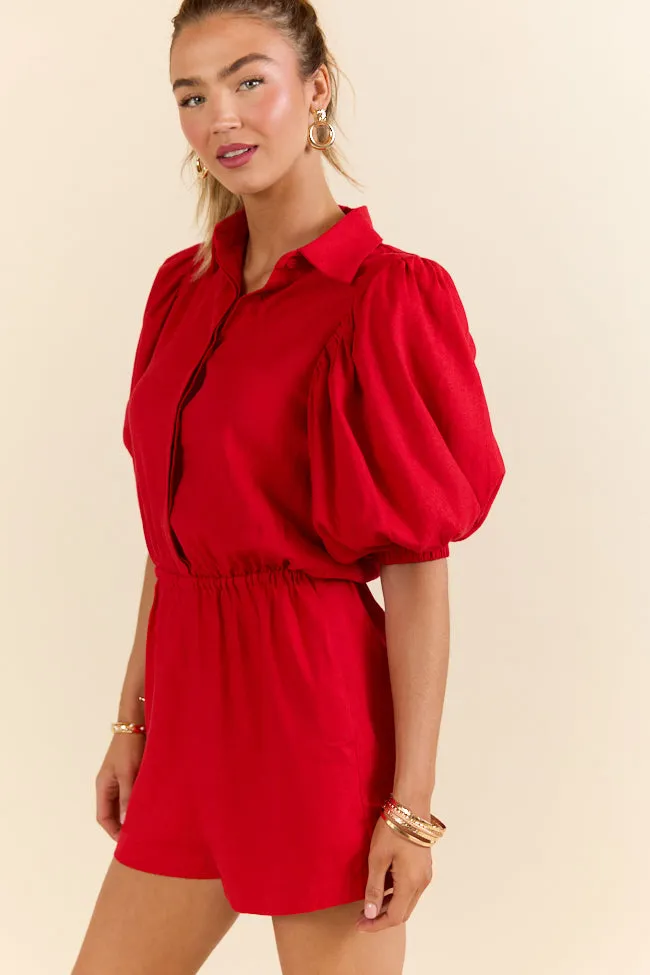 Stay With It Red Short Sleeve Romper