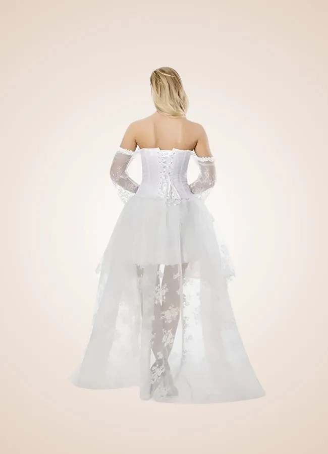 Steampunk White Long Sleeve Dress